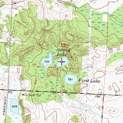 Topographic Map of Second Lake, WI