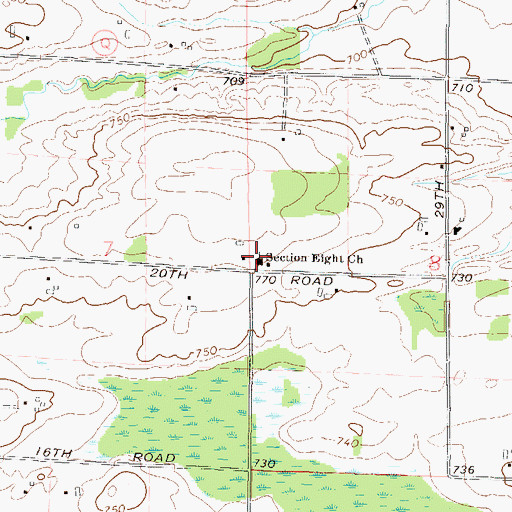 Topographic Map of Section Eight Church, WI