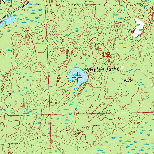 Topographic Map of Shirley Lake, WI