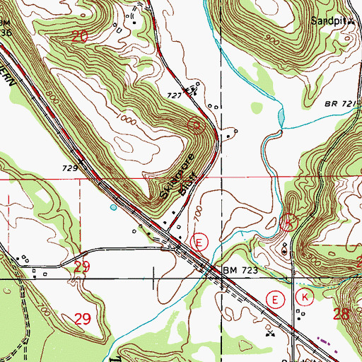 Topographic Map of Skidmore Bluff, WI