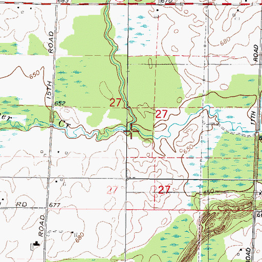 Topographic Map of South Branch Beaver Creek, WI
