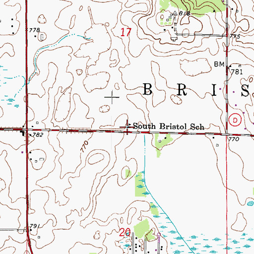 Topographic Map of South Bristol School, WI