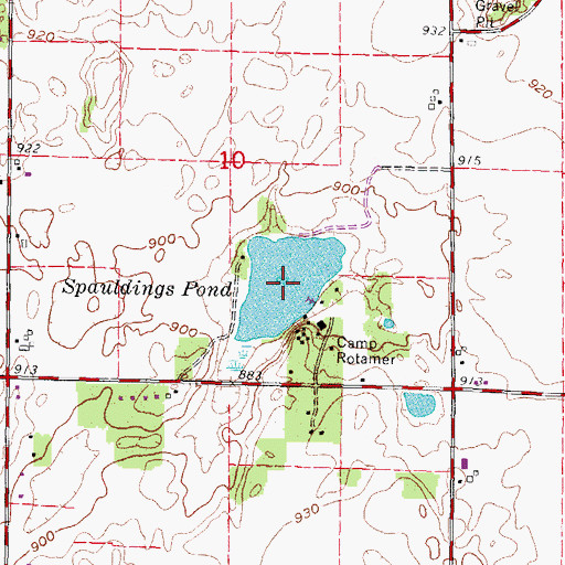 Topographic Map of Spauldings Pond, WI