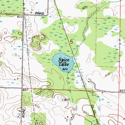 Topographic Map of Spice Lake, WI
