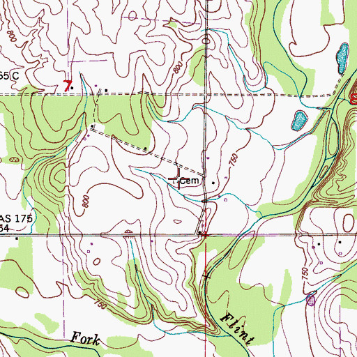 Topographic Map of Cabaniss Cemetery, AL