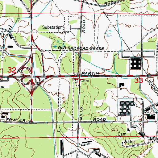 Topographic Map of Fennil Cemetery, AL