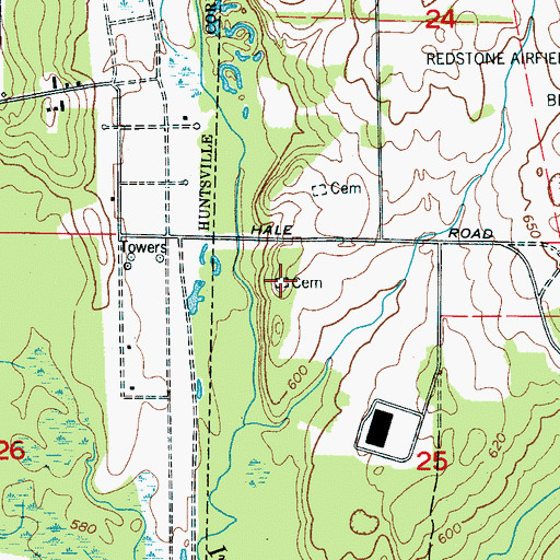 Topographic Map of Hancock Cemetery, AL