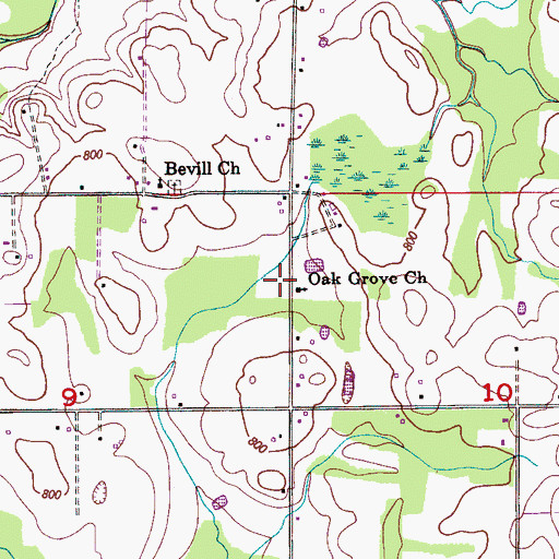 Topographic Map of Hazle Cemetery, AL