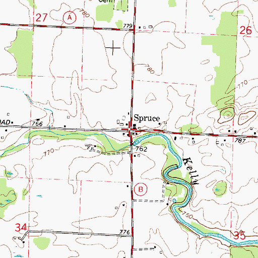 Topographic Map of Spruce, WI