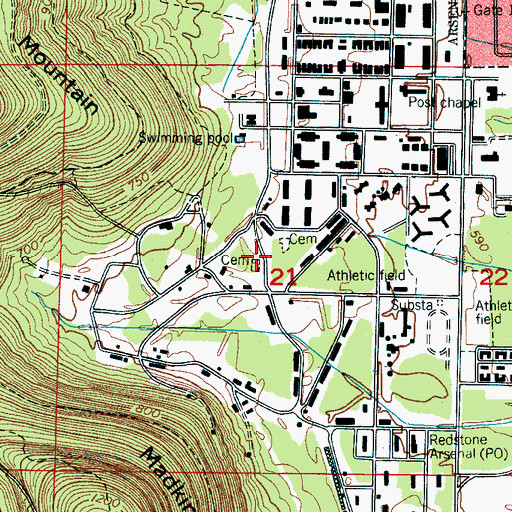 Topographic Map of Landman Cemetery, AL