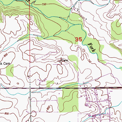 Topographic Map of McCaleb Cemetery, AL
