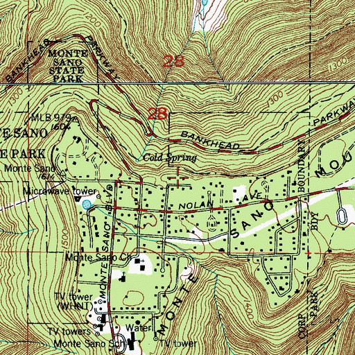 Topographic Map of Monte Sano Female Seminary (historical), AL