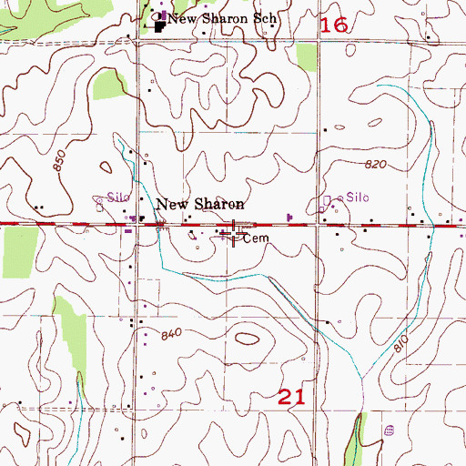Topographic Map of New Sharon Cemetery, AL