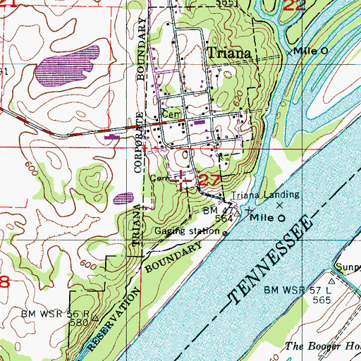 Topographic Map of New Triana Cemetery, AL