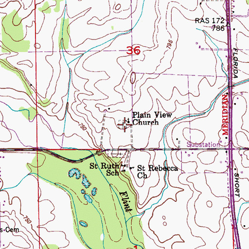 Topographic Map of Plainview Cemetery, AL