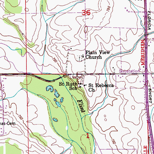 Topographic Map of Saint Rebecca Cemetery, AL