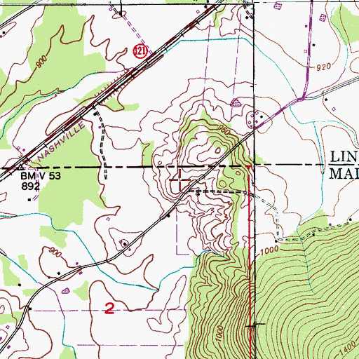 Topographic Map of State Line Cemetery, AL