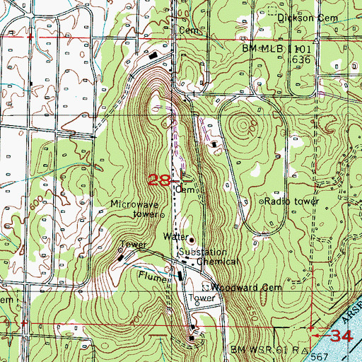 Topographic Map of Tate Cemetery, AL