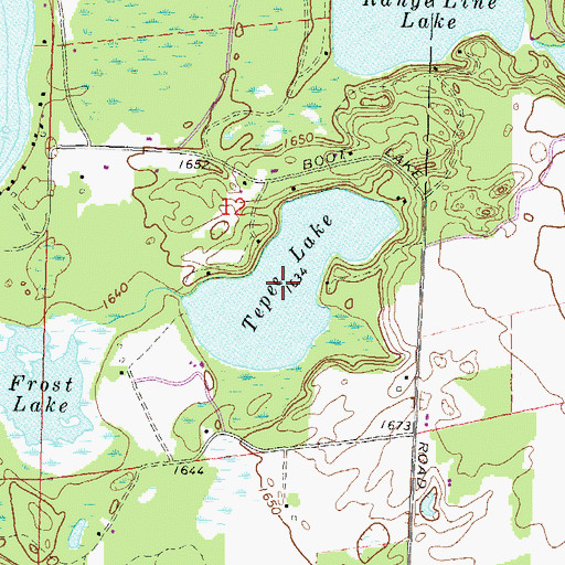 Topographic Map of Tepee Lake, WI