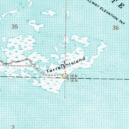 Topographic Map of Terrell Island, WI