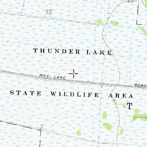 Topographic Map of Thunder Lake State Wildlife Area, WI