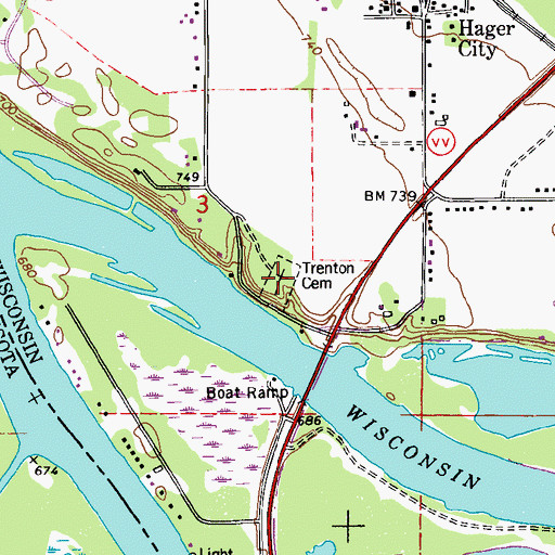 Topographic Map of Trenton Cemetery, WI