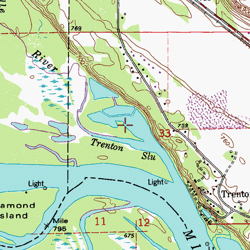 Topographic Map of Trenton Slough, WI