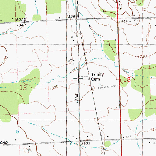 Topographic Map of Trinity Cemetery, WI