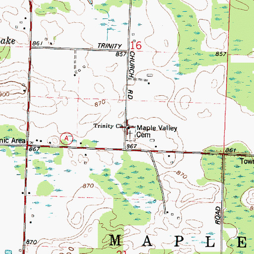 Topographic Map of Trinity Church, WI