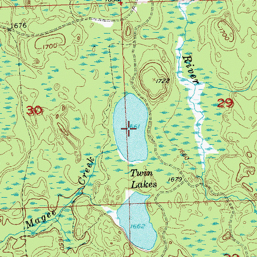 Topographic Map of Twin Lakes, WI