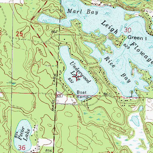 Topographic Map of Underwood Lake, WI