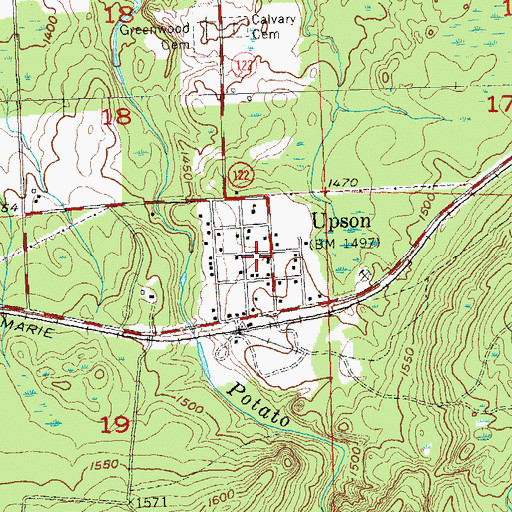 Topographic Map of Upson, WI