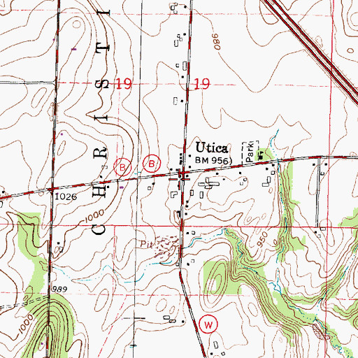 Topographic Map of Utica, WI