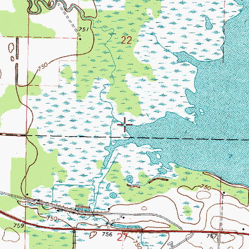 Topographic Map of Walla Walla Creek, WI