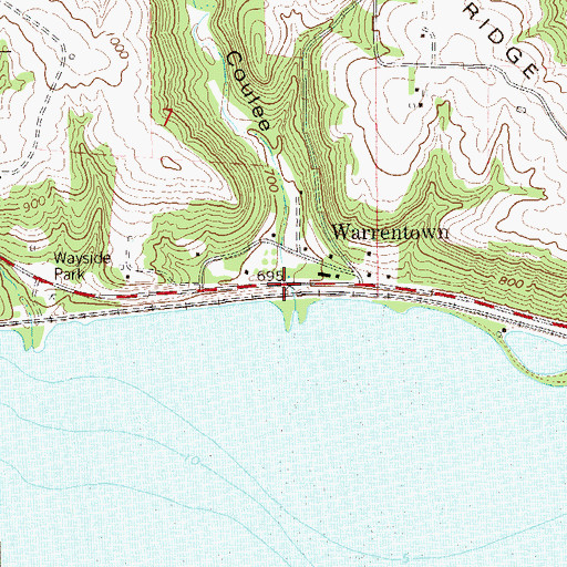 Topographic Map of Warrentown Coulee, WI