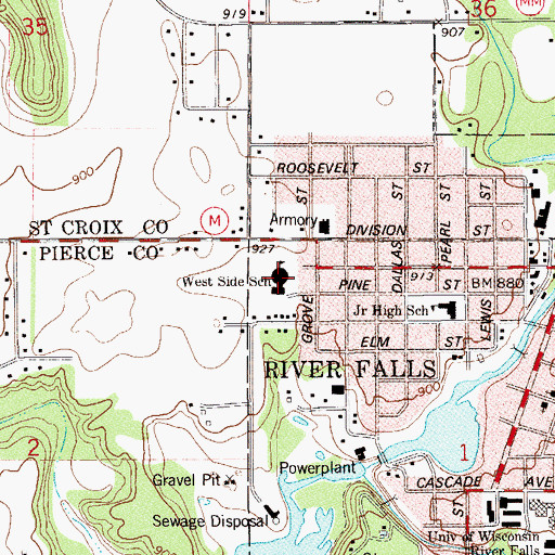 Topographic Map of Westside Elementary School, WI