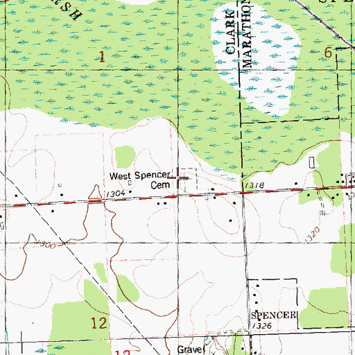 Topographic Map of West Spencer Cemetery, WI