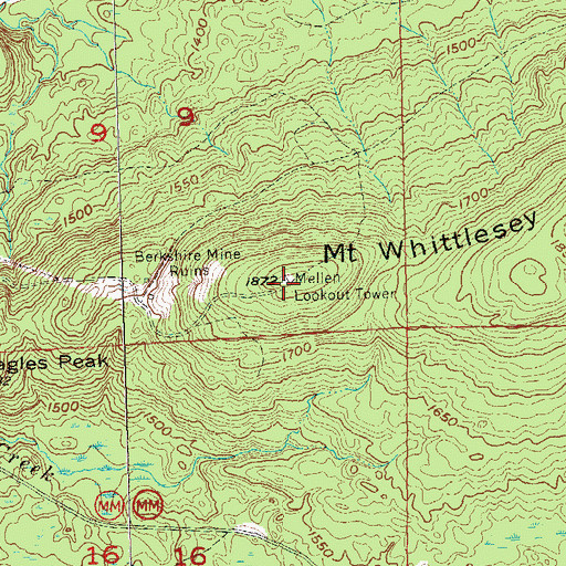 Topographic Map of Mount Whittlesey, WI