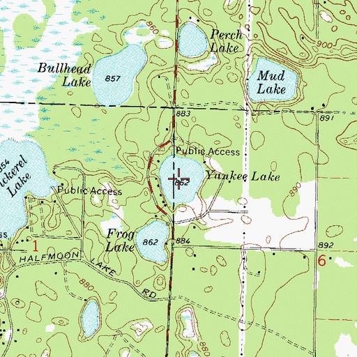 Topographic Map of Yankee Lake, WI