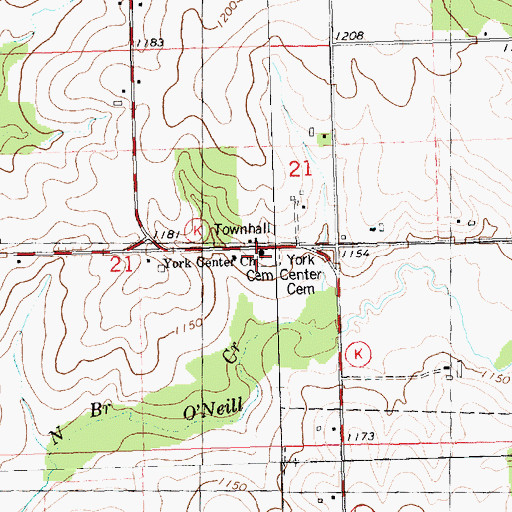 Topographic Map of York Center Church, WI