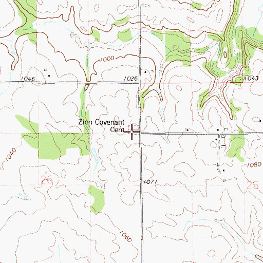 Topographic Map of Zion Covenant Cemetery, WI