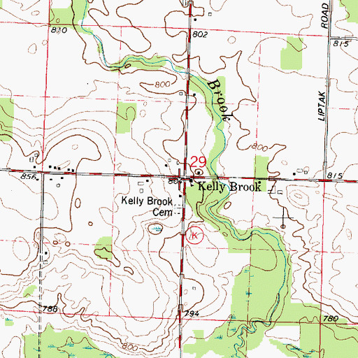 Topographic Map of Kelly Brook, WI