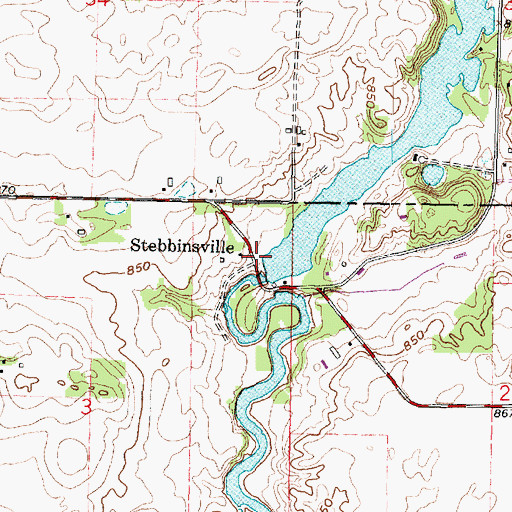 Topographic Map of Stebbinsville, WI