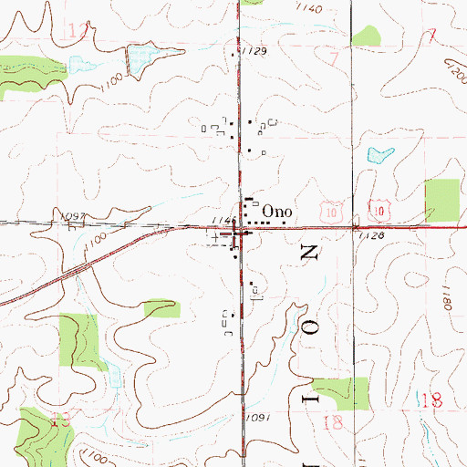 Topographic Map of Ono Methodist Church, WI