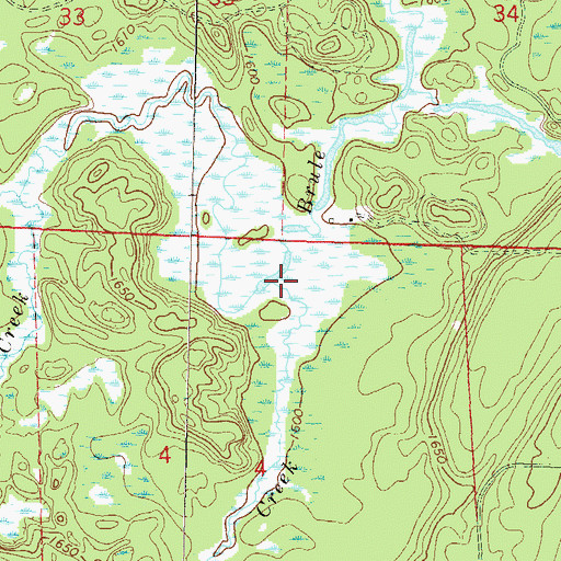 Topographic Map of Alvin Creek, WI
