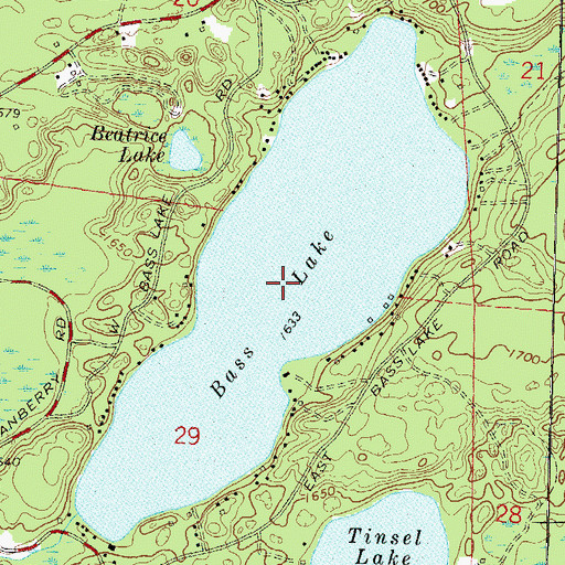 Topographic Map of Bass Lake, WI