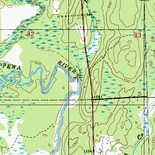 Topographic Map of Bear Creek, WI