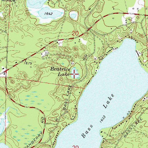 Topographic Map of Beatrice Lake, WI