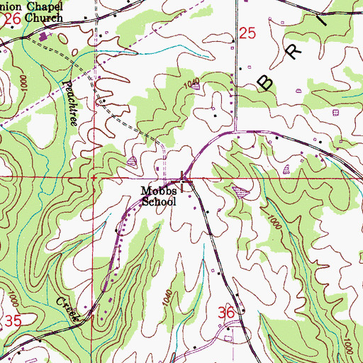Topographic Map of Mobbs School, AL