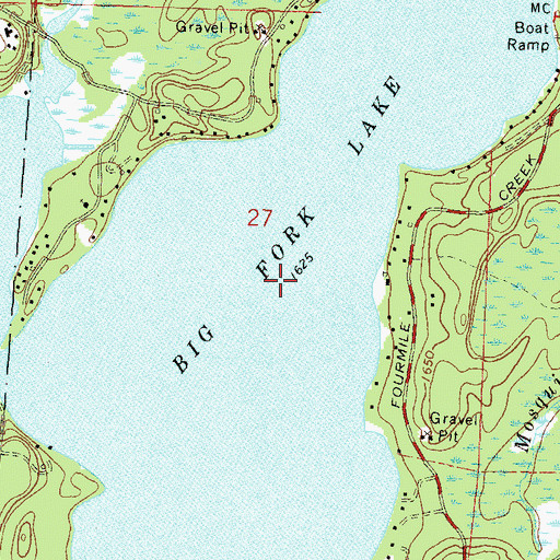 Topographic Map of Big Fork Lake, WI